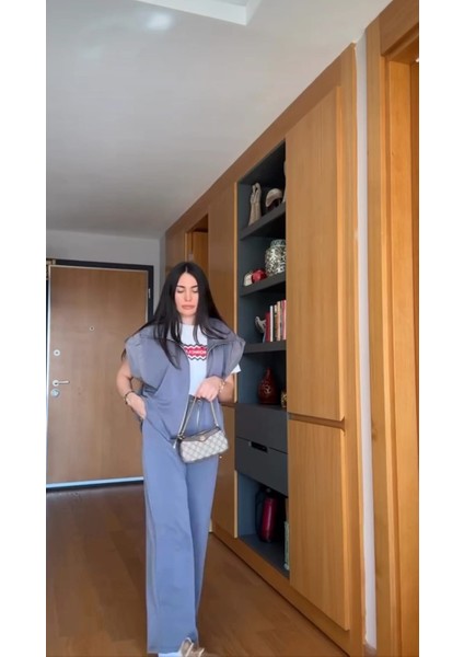 Egzotik Asortik Kadın Paraşüt Detaylı Oyshoo Yelekli Takım