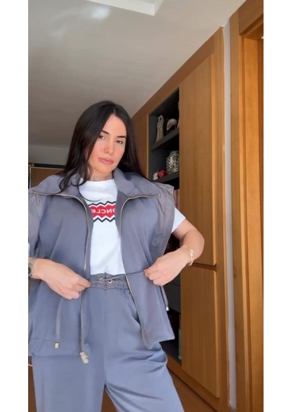 Egzotik Asortik Kadın Paraşüt Detaylı Oyshoo Yelekli Takım