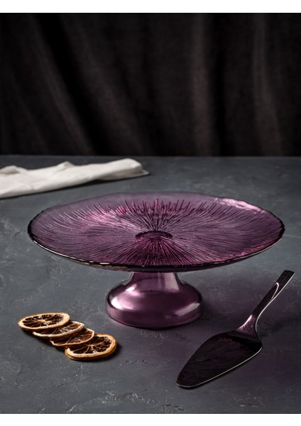 Aura Ayaklı Sunum Tabağı - 28 cm - Mürdüm