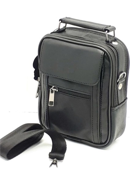 Erkek Orta Boy Siyah Hakiki Deri Çapraz Askılı El ve Omuz Çantası fiyatları
