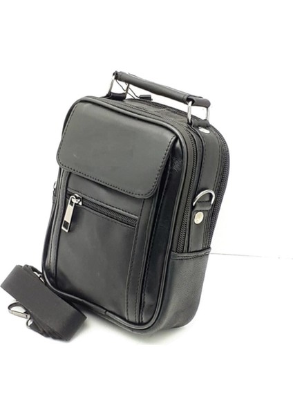 Erkek Orta Boy Siyah Hakiki Deri Çapraz Askılı El ve Omuz Çantası modelleri
