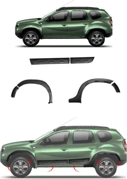 Dacia Duster Uyumlu 2010-2017 Damalı Dodik Seti 12 Parça