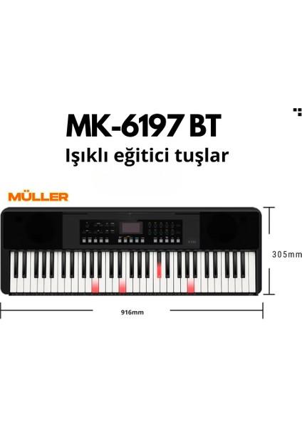 MK-6197BT 61 Tuş Org Tuş Hassasiyetli Bluetoothlu fiyatları