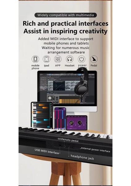 MK-6197BT 61 Tuş Org Tuş Hassasiyetli Bluetoothlu indirimleri