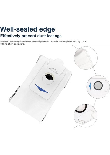 Ecovacs Deebot X5 Pro/ X5 Omni/ X2 Omni/ X2/ X2 Pro/ DEX86 Robot Süpürgeler Için 6 Adet Toz Torbası Temizleyici Yedek Parçaları (Yurt Dışından)