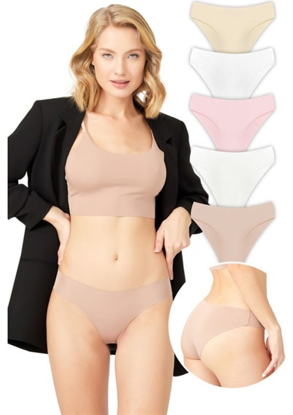Basic Iz Yapmayan Lazer Kesim Kadın Bikini Külot 5'li Paket
