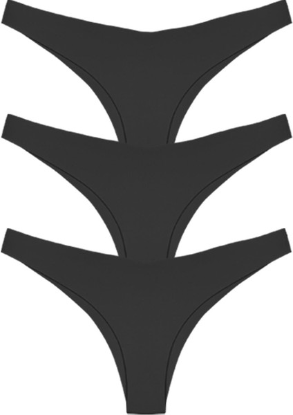 Basic Iz Yapmayan Lazer Kesim Kadın Bikini Külot 3'lü Paket - 6