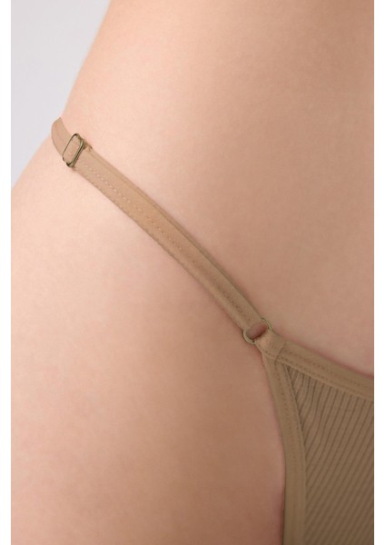 Pamuklu ve Likralı Ayarlanabilir Lastikli Kaşkorse Fitilli Kadın Tanga Külot 5'li Paket-2 fırsatları