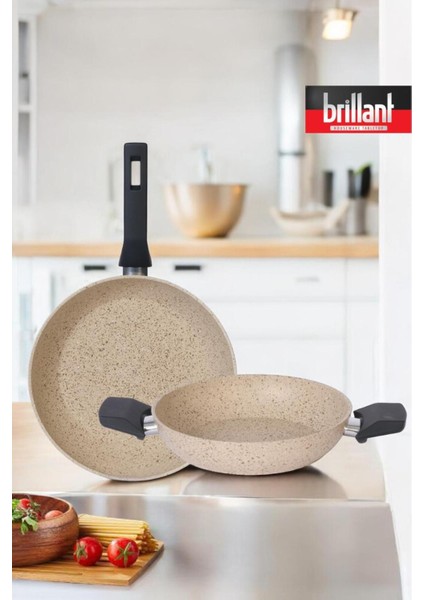 Lüks Granit 2'li Tavan Sahan Seti 26/20 cm Yanmaz Yapışmaz Tava Sahan Seti