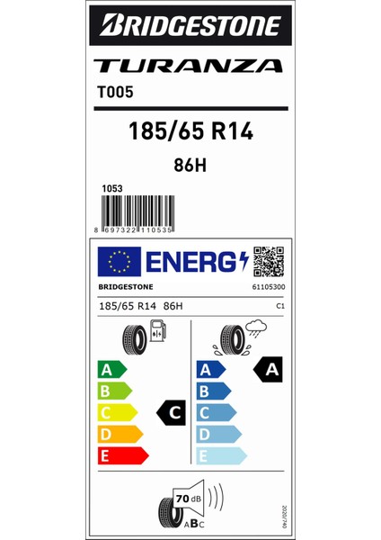 185/65R14 86H T005 C-A-70 Yaz Oto Lastiği (Üretim Yılı: 2025) fiyatları