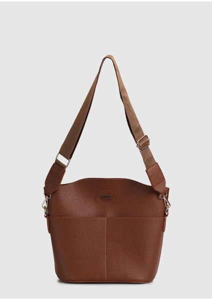 Şık ve kullanışlı kahverengi suni deri çapraz çanta, günlük ve spor tarzına uygun