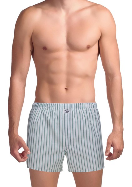 Poplin Erkek Boxer Yaprak Yeşili Çizgili