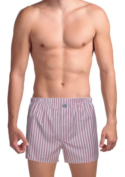 Poplin Erkek Boxer Pembe Parma Çizgili
