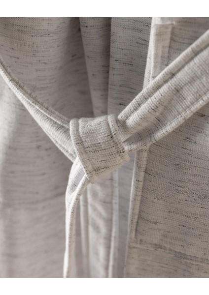 Opherna Kimono Pamuklu Unisex Bornoz - Beyaz/gri