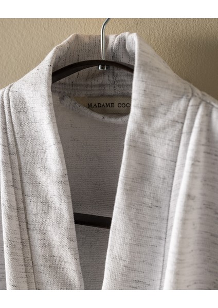Opherna Kimono Pamuklu Unisex Bornoz - Beyaz/gri
