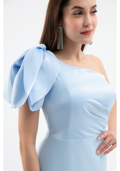 Kadın Bebe Mavi Organze Detay Midi Söz Nişan Nikah Abiye Elbise fırsatları