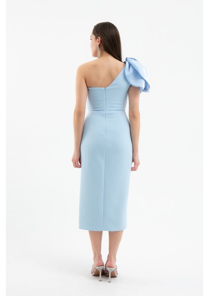 Kadın Bebe Mavi Organze Detay Midi Söz Nişan Nikah Abiye Elbise indirimleri