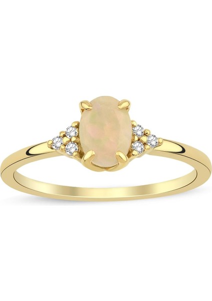 Opal Oval Tektaş Pırlanta Yüzük