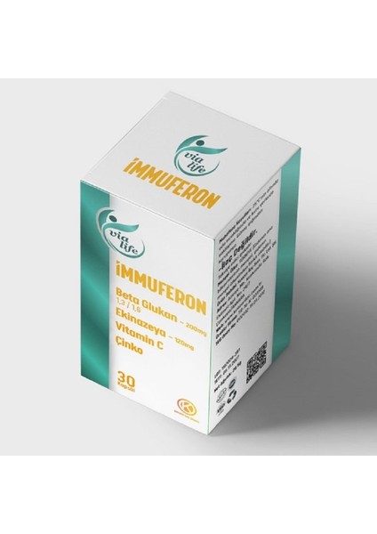 Immuferon Beta Glukan ve C Vitamini Içeren 30 Kapsül Gıda Takviyesi