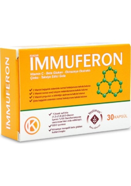 Immuferon Beta Glukan ve C Vitamini Içeren 30 Kapsül Gıda Takviyesi modelleri