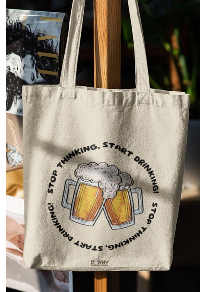 Beer Drink Baskılı Gabardin Çanta
