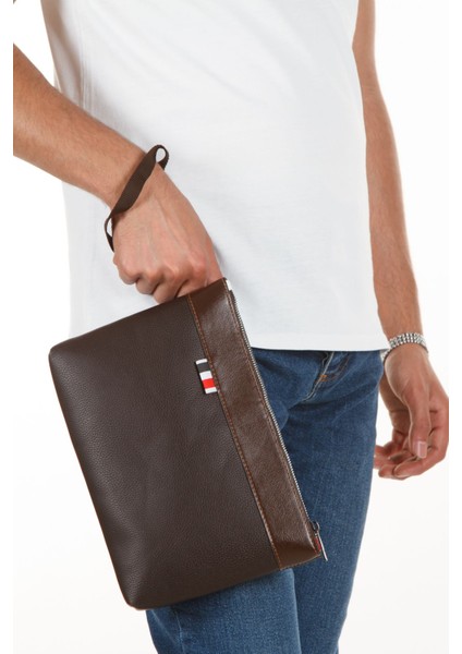 Vegan Deri El Çantası Kahve Bilek Askılı Çanta Portföy fiyatları