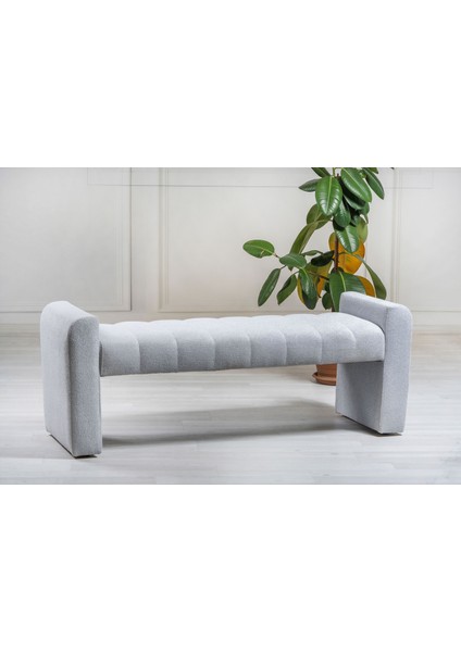 Lienz Puf Kırık Beyaz Lüks Çizgi Detay Bench
