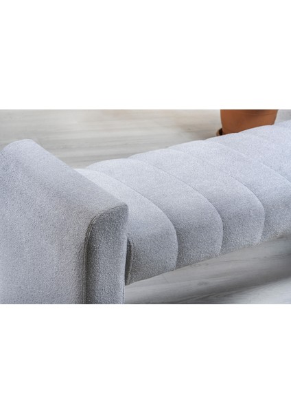 Lienz Puf Kırık Beyaz Lüks Çizgi Detay Bench