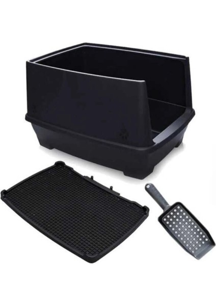 Alfa Yarı Açık Kedi Tuvaleti + Paspası ve Kum Küreği