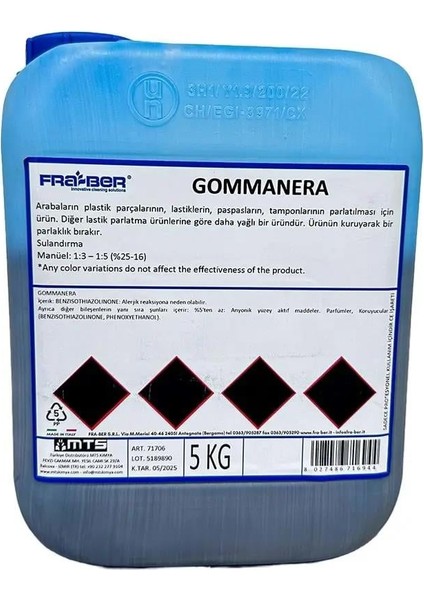 Gommanera Lastik Parlatıcı (1: 4-5 ) 5 Kg(Lastik, Plastik, Kauçuk Pas Pas, Tampon Parlatıcı)