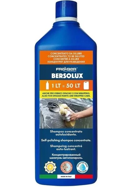 Bersolux Konsantre Cilalı Köpüklü Manuel Araç Yıkama Şampuanı - 1000 ml 1:50