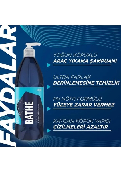 Gyeon Q²m Bathe Ph Nötr Cilalı Oto Şampuanı - 1000 ml -Yüksek Konsantre Jel Araç Yıkama Köpüğü