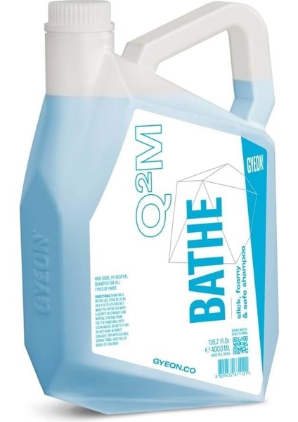 Gyeon Q²m Bathe Ph Nötr Cilalı Oto Şampuanı - 4000 ml -Yüksek Konsantre Jel Araç Yıkama Köpüğü