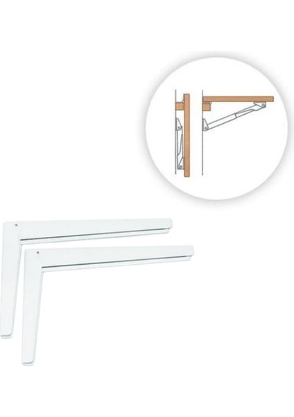 Shuıvan Katlanır Masa Braketi 20CM Karavan Ek Tezgah ( 2'li Set )