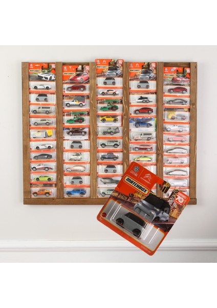 Regular Kart Rafı, Hot Wheels ,matchbox Uyumlu Regular Kart Doğal Ahşap Sergileme Vitrini