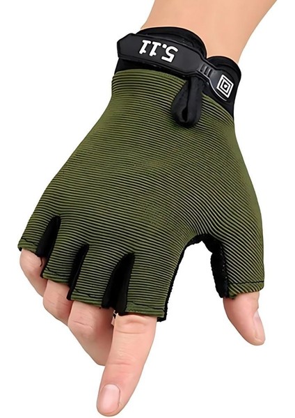 Single Sword Tactical Taktik Eldiven Yarım Parmak Asker Polis Dağcı Avcı Sporcu Eldiveni - Haki