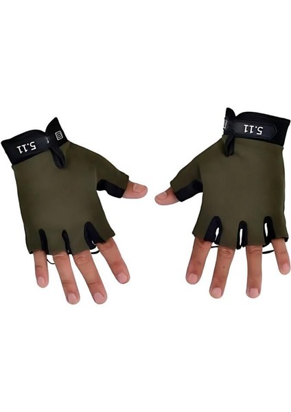 Single Sword Tactical Taktik Eldiven Yarım Parmak Asker Polis Dağcı Avcı Sporcu Eldiveni - Haki