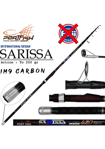 Portfish Sarissa Surf Carbon Olta Kamışı 420 cm 250 gr