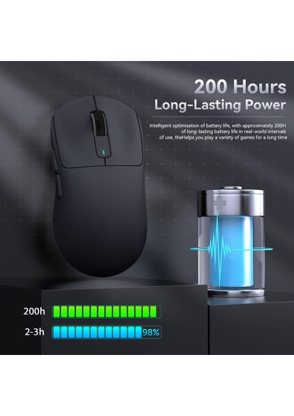 Attack Shark X3 Ultra Black Siyah Kablosuz Süper Hafif App Uygulamalı Tri-Mode Gaming Oyuncu Mouse