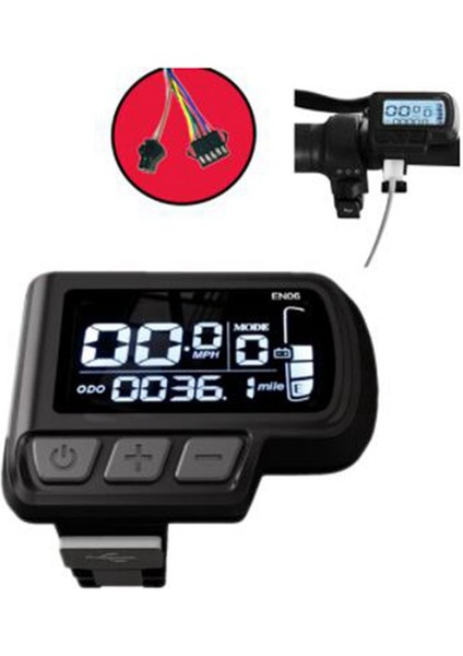 USB ile Elektrikli Bisiklet Scooter EN06 Için 24V 36V 48V Ayarlanabilir Elektrikli Bisiklet Paneli LCD Ekran (Yurt Dışından)