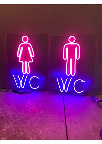 Cizgineon Wc Bayan Wc Erkek Işıklı Neon Dekarasyon 35*27 cm modelleri
