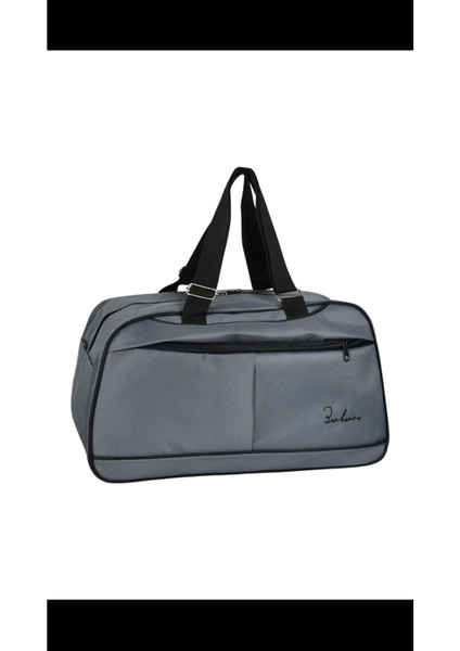 Gri askılı spor el çantası, büyük boy, şık ve renkli tekstil tasarımı