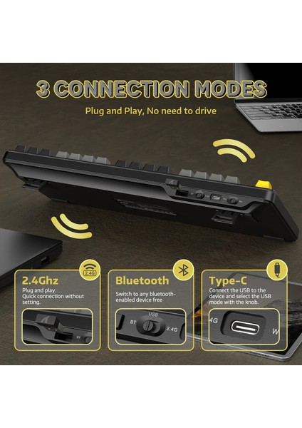 Attack Shark X87 Star Black Rgb App Uygulamalı Sberry Switch Trimode Profesyonel Gaming Oyuncu Klavye