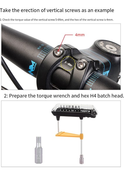 Toopre 3-12NM Tork Anahtarı 3/4/5/6mm T25 Bisiklet Tamir Aletleri Anahtarı Bisiklet Bakım Anahtarı Altıgen Anahtar Takım Seti Mavi (Yurt Dışından) modelleri