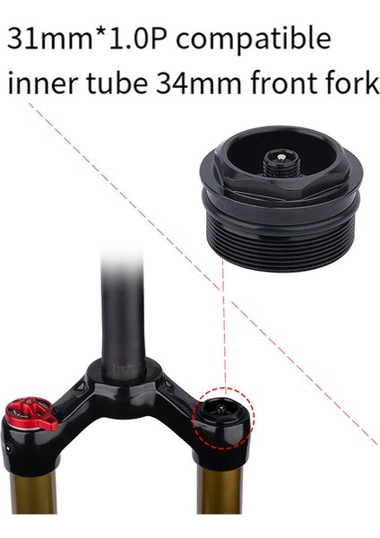 Bisiklet Ön Çatal Valf Somunu Bisiklet Hava Çatal Kapağı Montaj Dişi 31XP1.0MM Valf Çekirdeği Bisiklet Parçası (Yurt Dışından)