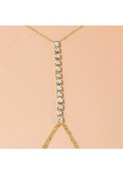 Gömme Gold Zirkon Taşlı Vücut Aksesuarı, Vücut Takısı, Su Yolu Detaylı Vücut Zinciri modelleri