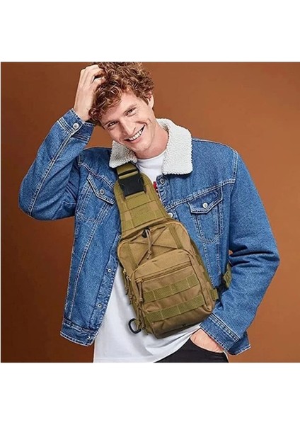 Çok Amaçlı Taktikal Çanta, Şık ve Dayanıklı Kahverengi Tasarım