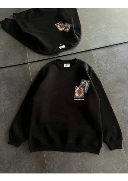 Bisiklet Yaka Baskılı Sweatshirt