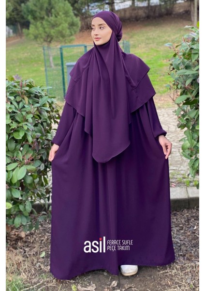 Asil Ferace Sufle Peçe Takım Mürdüm