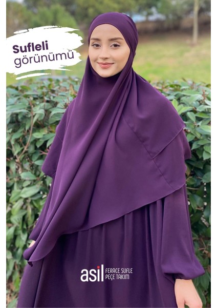 Asil Ferace Sufle Peçe Takım Mürdüm